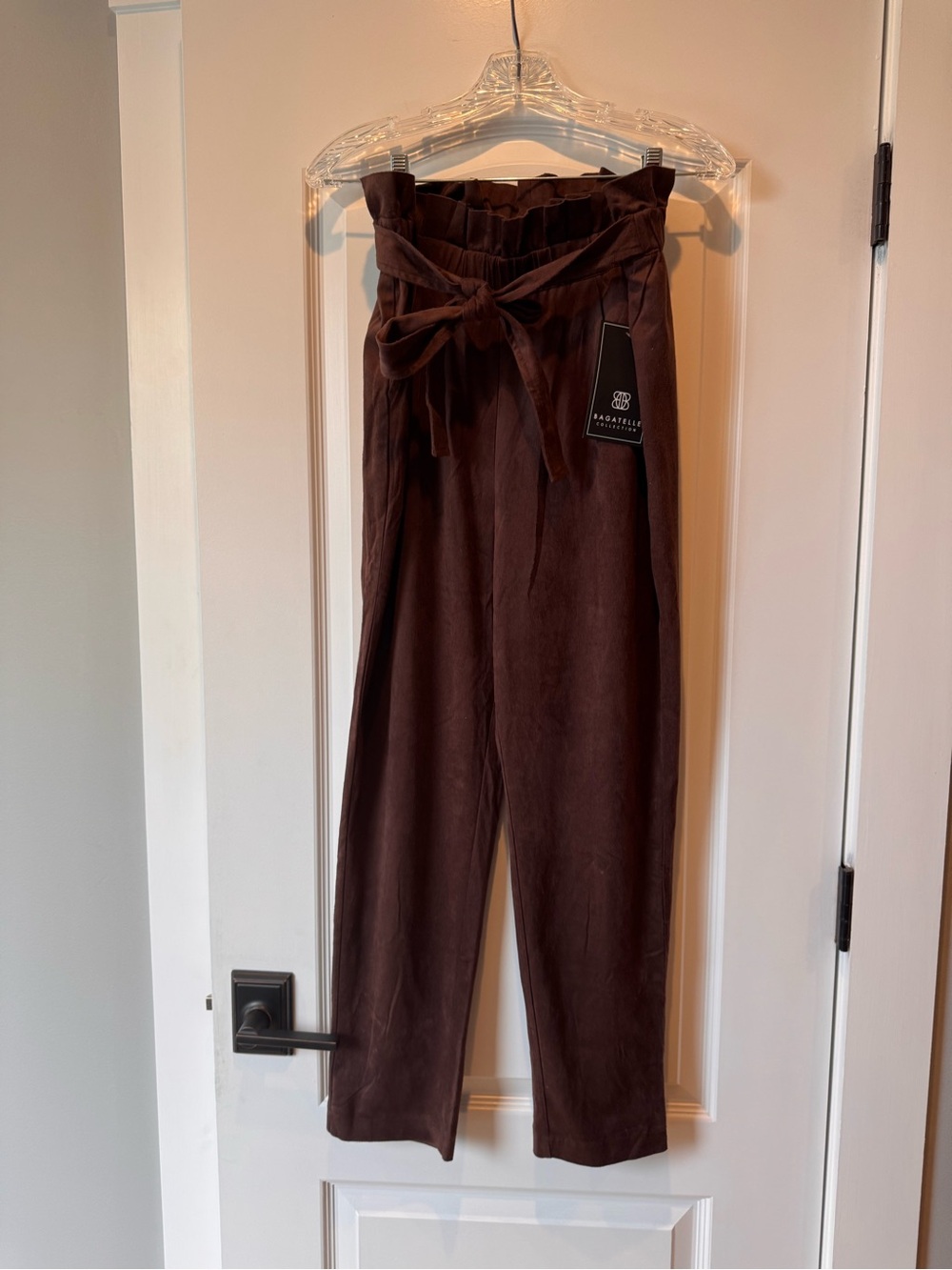 Paperbag Waist Tie Front Pants - Brown NWT